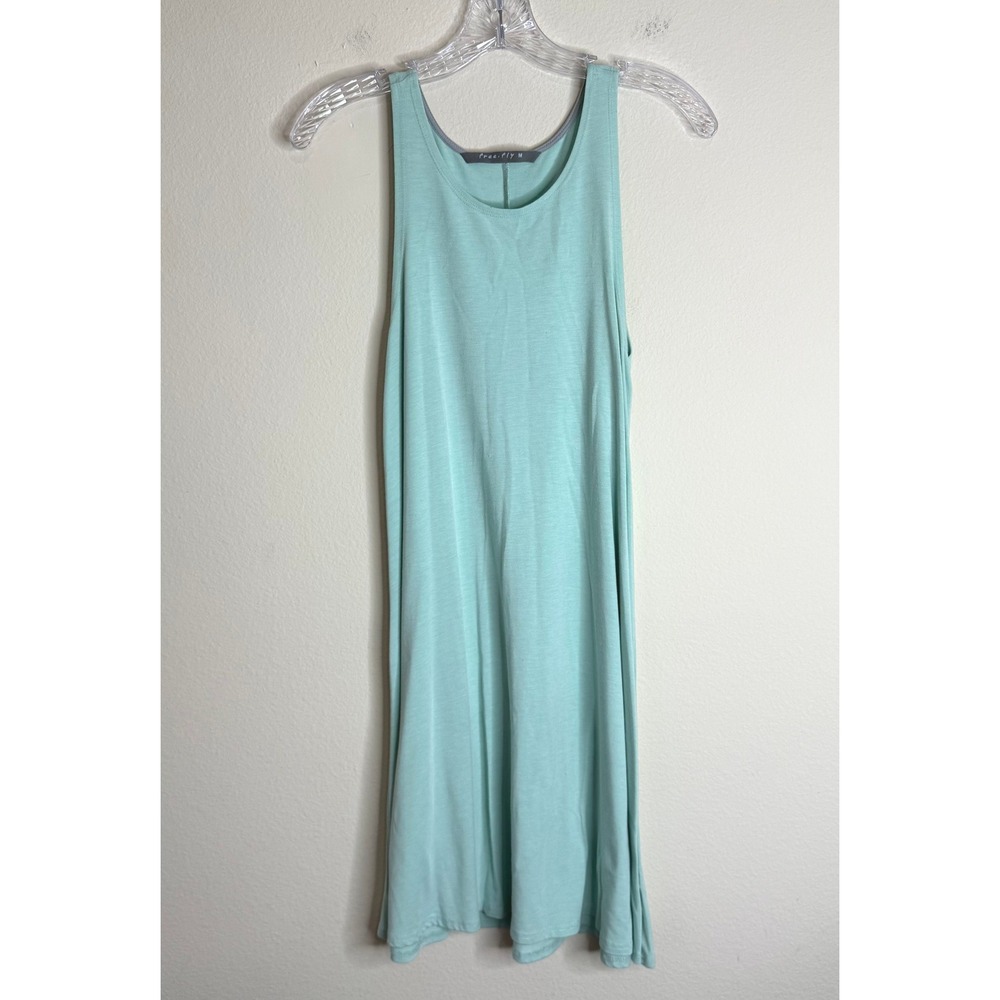 Free Fly Dress Womens Medium Aqua Bamboo Blend Sleeveless Tank Mini Activewear